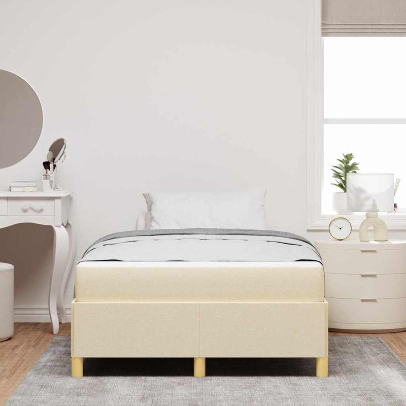 vidaXL Boxrugós ágy matracmal Krém és fehér 120 x 200 cm szövet