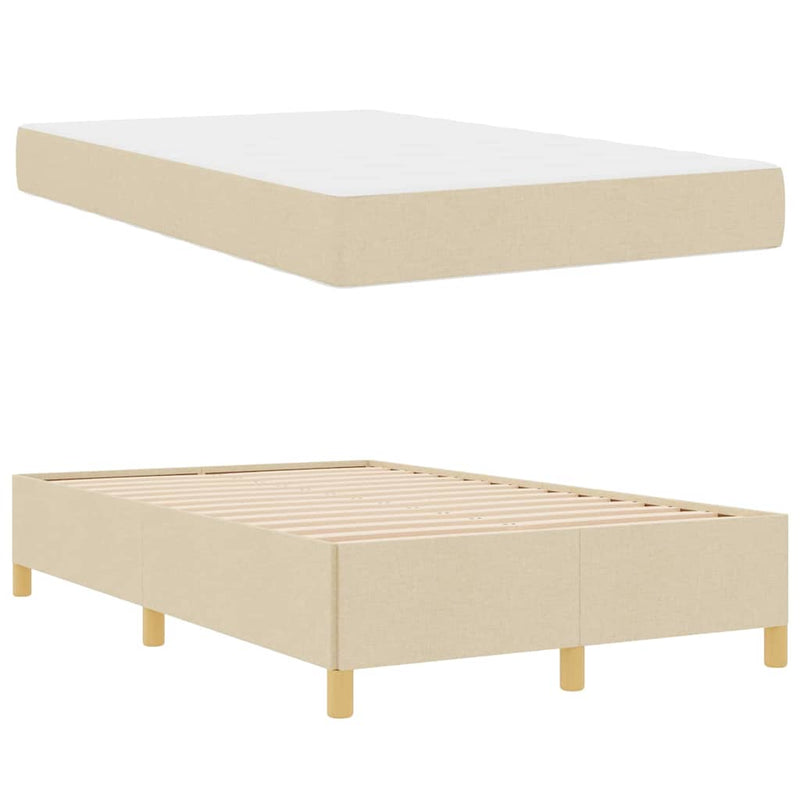 vidaXL Boxrugós ágy matracmal Krém és fehér 120 x 200 cm szövet