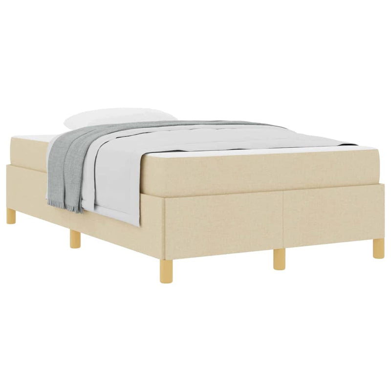 vidaXL Boxrugós ágy matracmal Krém és fehér 120 x 200 cm szövet