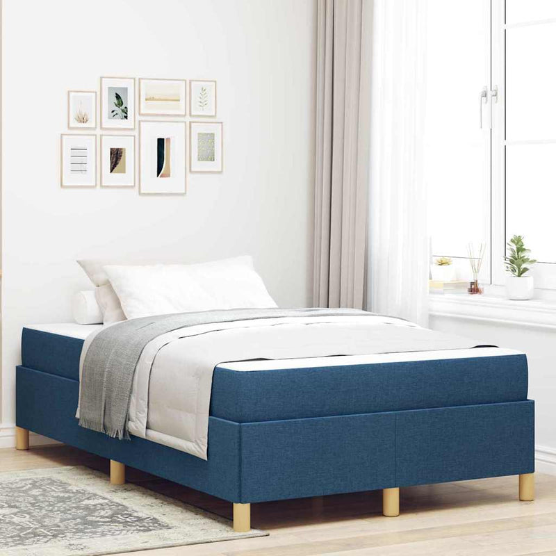 vidaXL Boxrugós ágy matracmal Kék és Fehér 120 x 200 cm szövet