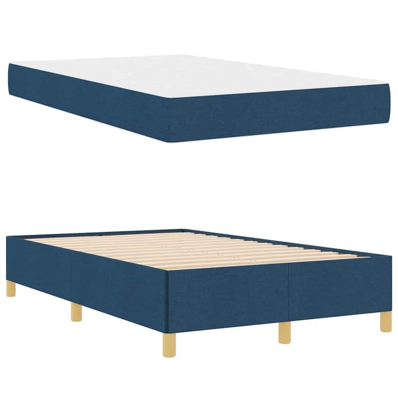 vidaXL Boxrugós ágy matracmal Kék és Fehér 120 x 200 cm szövet