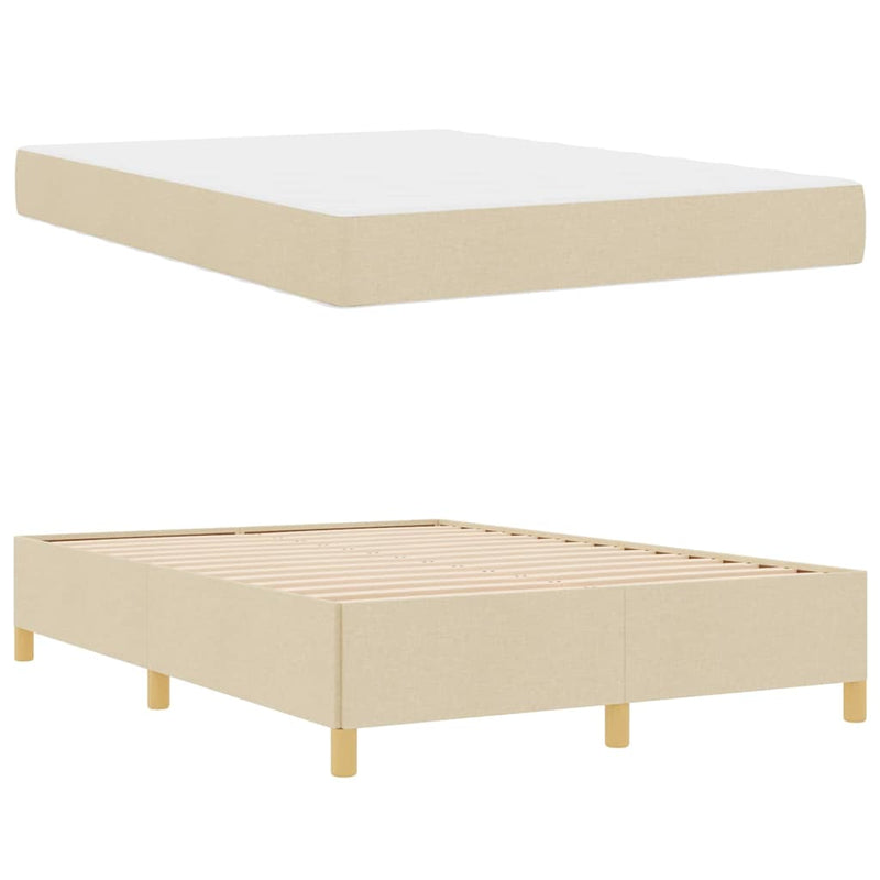 vidaXL Boxrugós ágy matracmal Krém és fehér 140 x 190 cm szövet