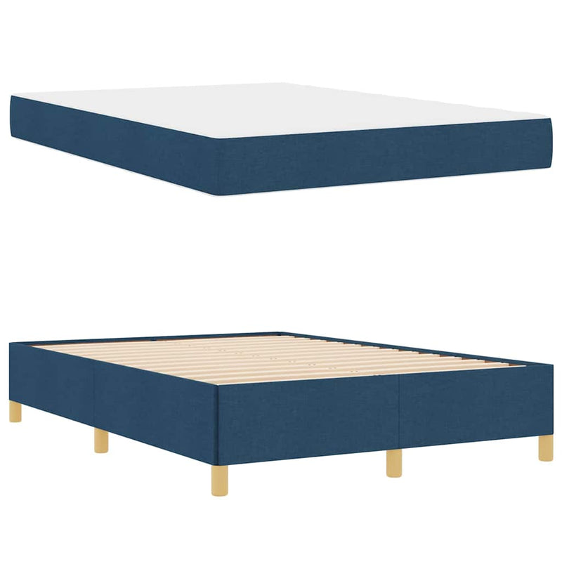 vidaXL Boxrugós ágy matracmal Kék és Fehér 140 x 190 cm szövet