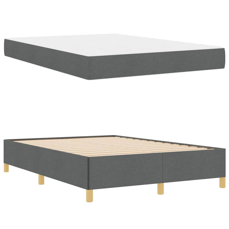 vidaXL Boxrugós ágy Sötétszürke és Fehér és Sötétszürke 140 x 200 cm