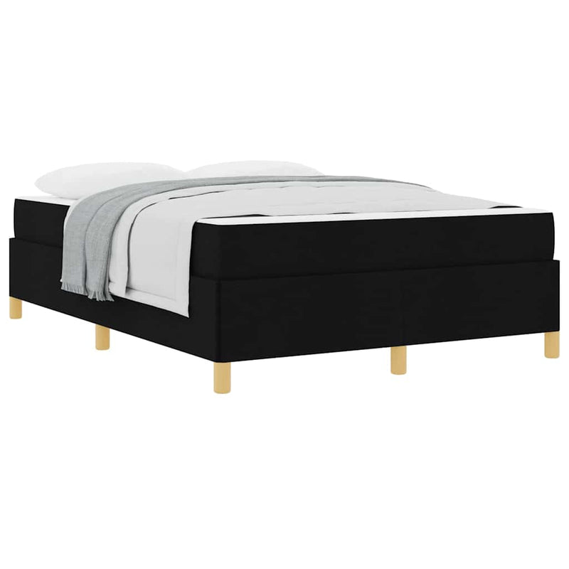vidaXL Boxrugós ágy Fekete és fehér és fekete 140 x 200 cm szövet