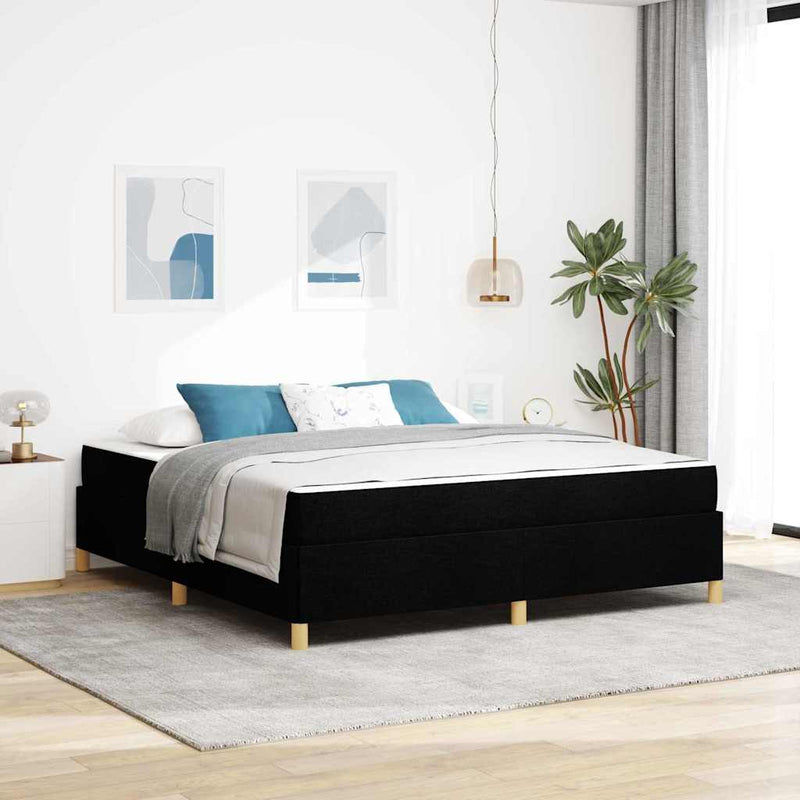 vidaXL Boxrugós ágy Fekete és fehér és fekete 180 x 200 cm szövet