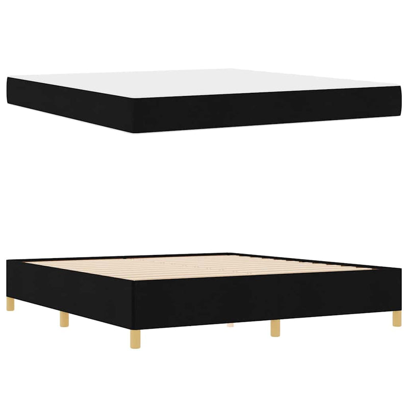 vidaXL Boxrugós ágy Fekete és fehér és fekete 180 x 200 cm szövet