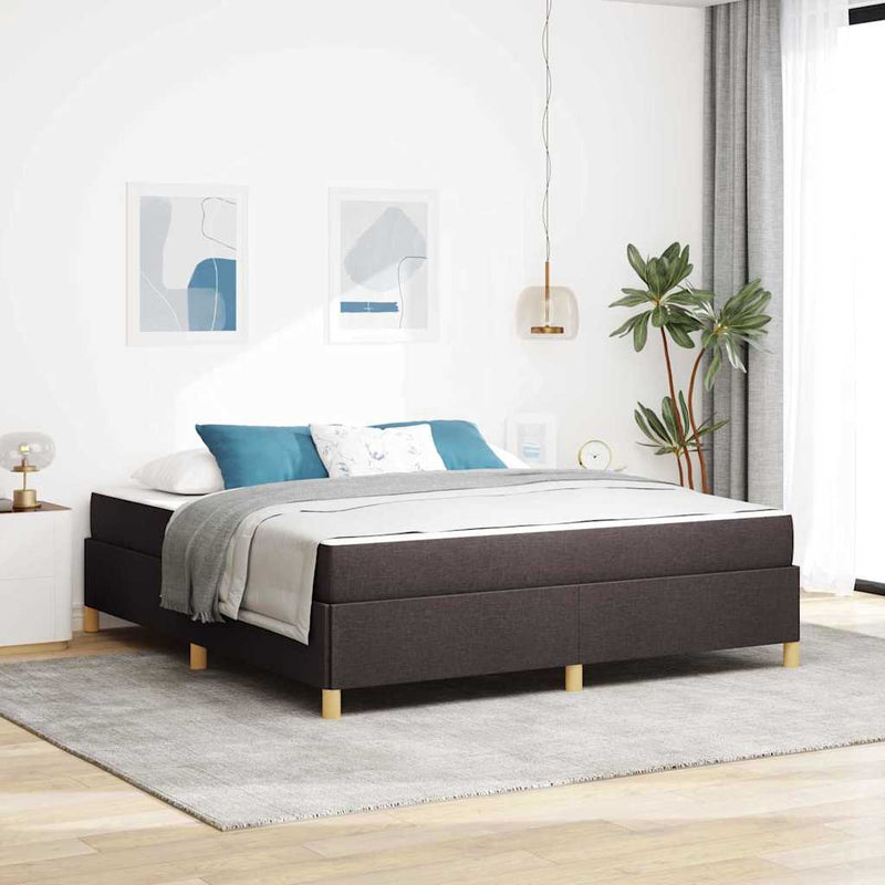 vidaXL Boxrugós ágy matracmal Sötétbarna és fehér 180 x 200 cm szövet