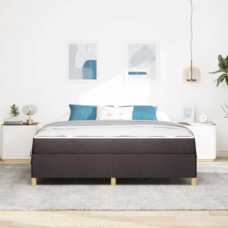 vidaXL Boxrugós ágy matracmal Sötétbarna és fehér 180 x 200 cm szövet