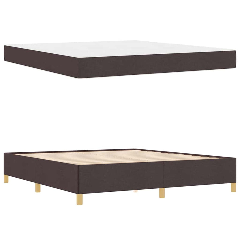 vidaXL Boxrugós ágy matracmal Sötétbarna és fehér 180 x 200 cm szövet