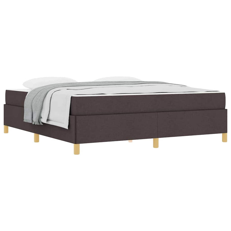 vidaXL Boxrugós ágy matracmal Sötétbarna és fehér 180 x 200 cm szövet