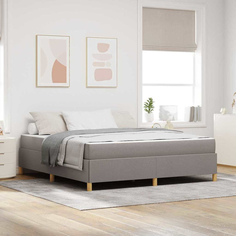 vidaXL Boxrugós ágy matracmal Taupe és fehér 180 x 200 cm szövet