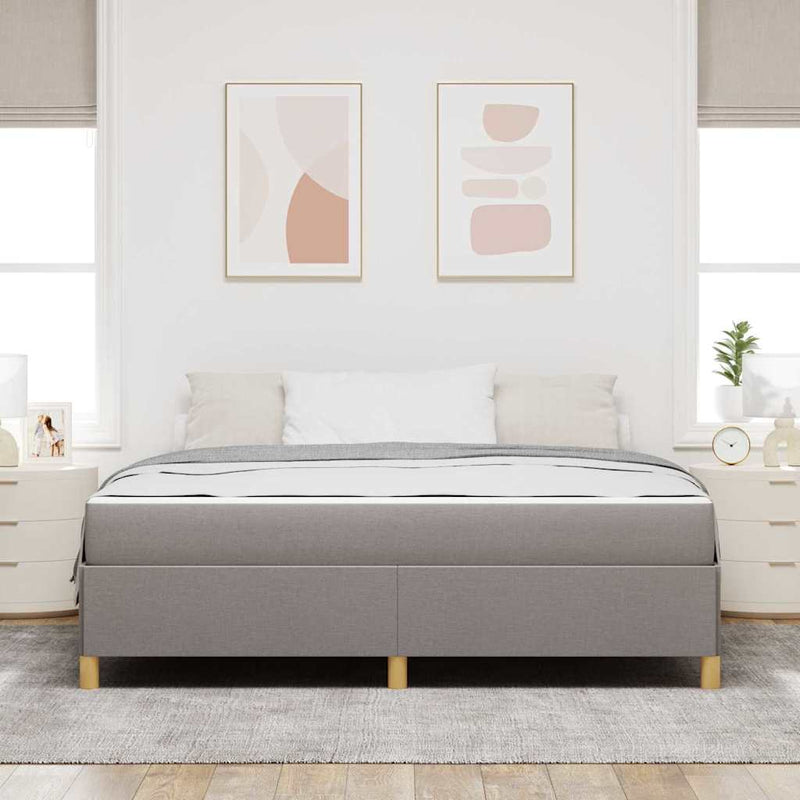 vidaXL Boxrugós ágy matracmal Taupe és fehér 180 x 200 cm szövet