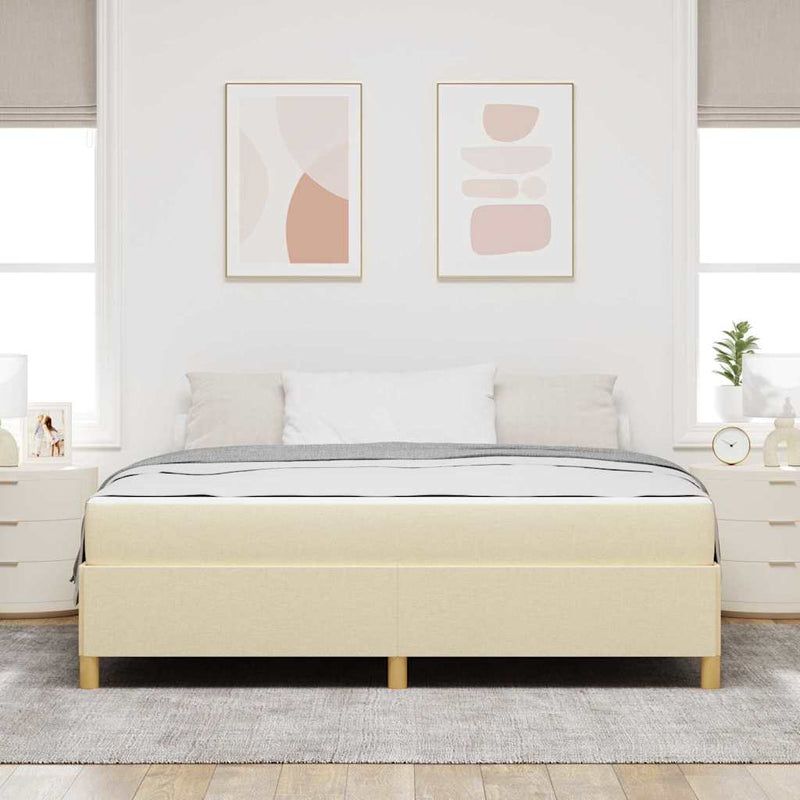 vidaXL Boxrugós ágy Krém és Bézs és Fehér 180 x 200 cm szövet