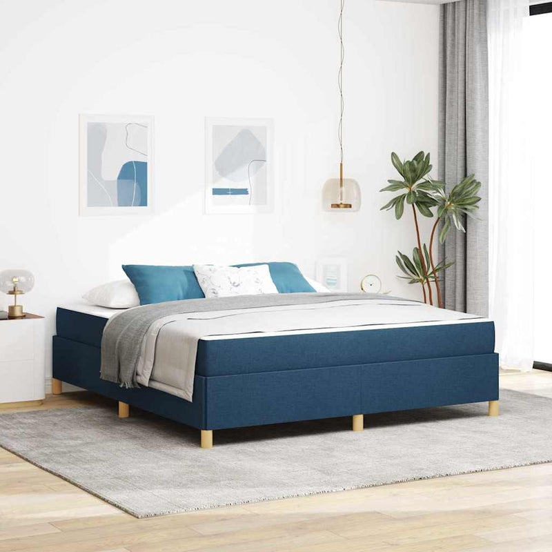 vidaXL Boxrugós ágy matracmal Kék és Fehér 180 x 200 cm szövet