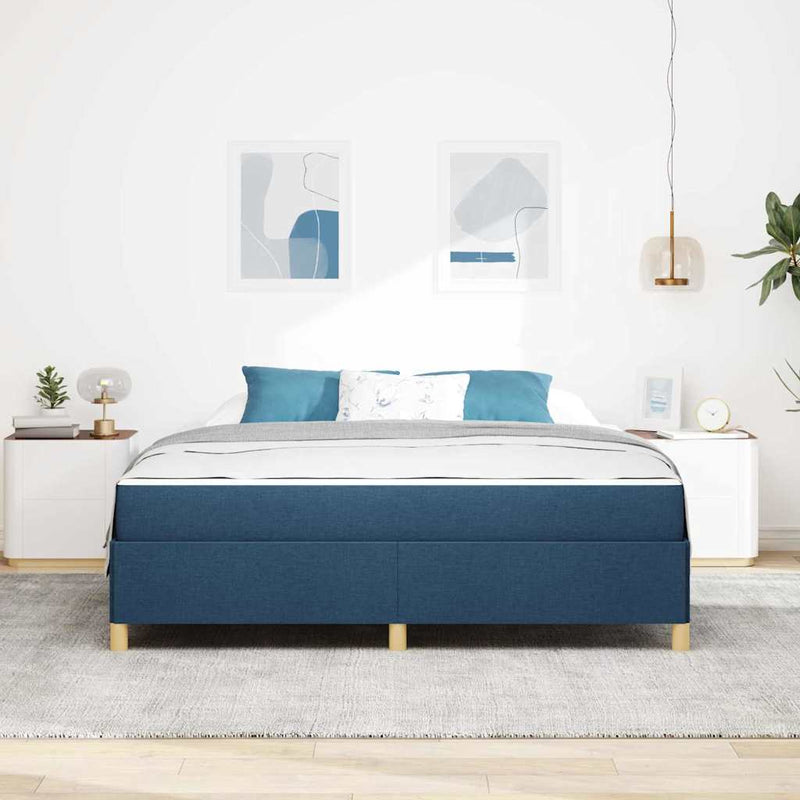vidaXL Boxrugós ágy matracmal Kék és Fehér 180 x 200 cm szövet