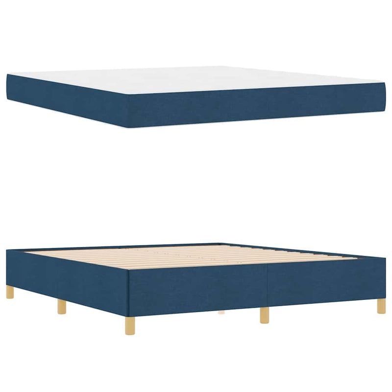 vidaXL Boxrugós ágy matracmal Kék és Fehér 180 x 200 cm szövet