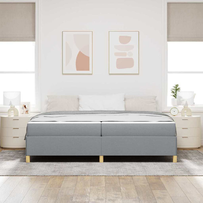 vidaXL Boxrugós ágy Világosszürke és Fehér 200 x 200 cm szövet