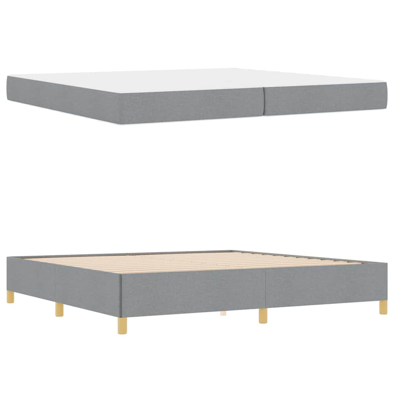 vidaXL Boxrugós ágy Világosszürke és Fehér 200 x 200 cm szövet