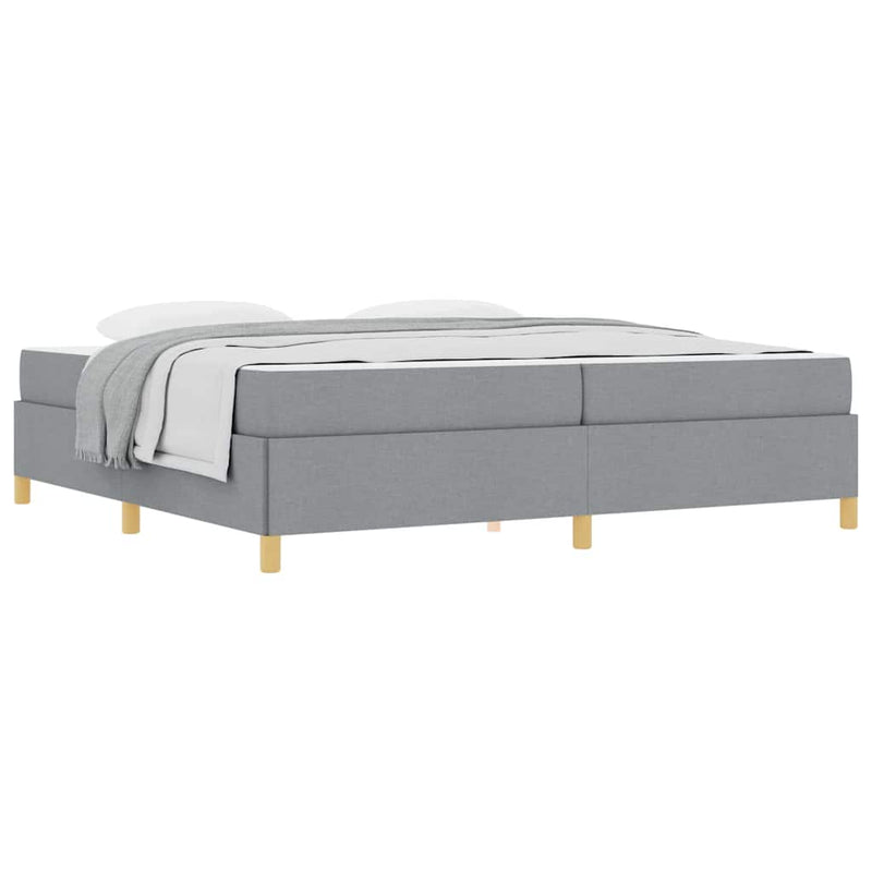 vidaXL Boxrugós ágy Világosszürke és Fehér 200 x 200 cm szövet