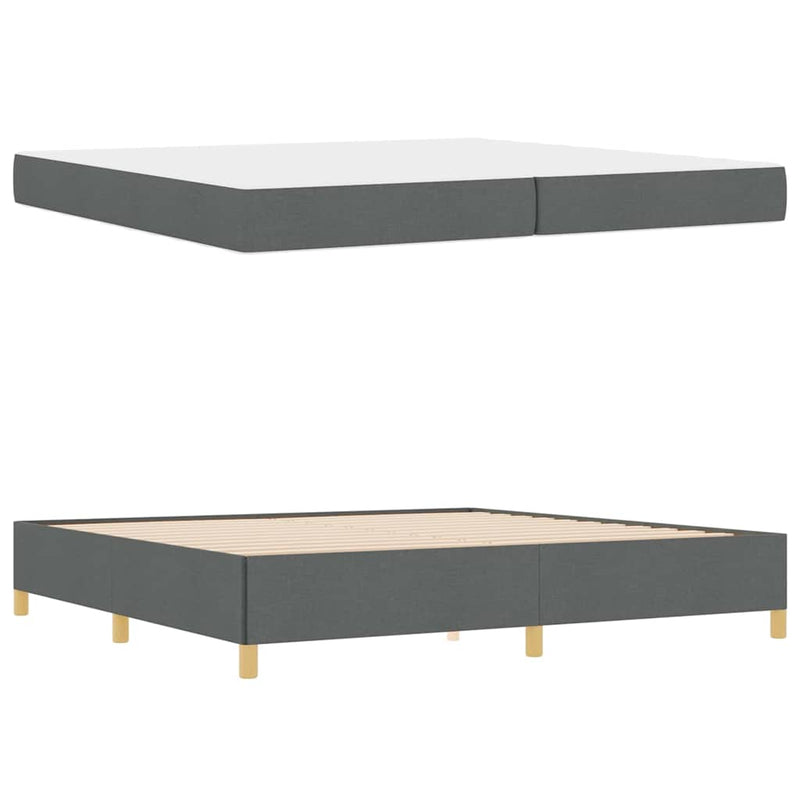 vidaXL Boxrugós ágy matracmal Sötétszürke 200 x 200 cm szövet