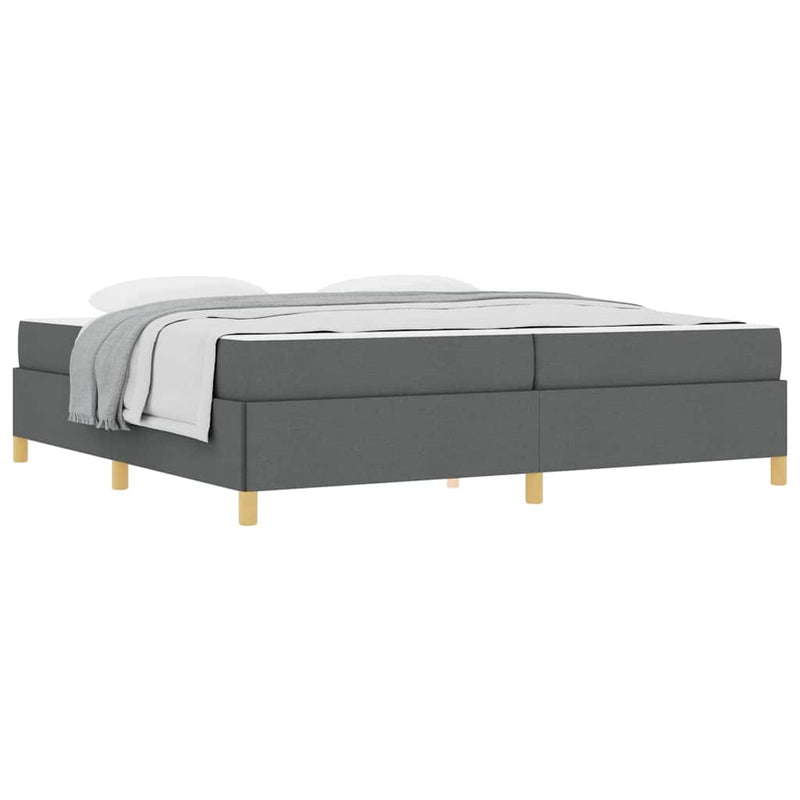 vidaXL Boxrugós ágy matracmal Sötétszürke 200 x 200 cm szövet