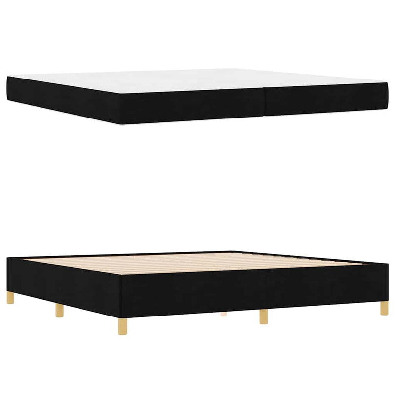 vidaXL Boxrugós ágy Fekete és fehér és fekete 200 x 200 cm szövet