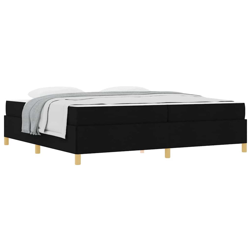 vidaXL Boxrugós ágy Fekete és fehér és fekete 200 x 200 cm szövet