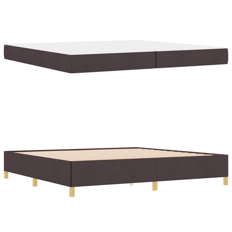 vidaXL Boxrugós ágy matracmal Sötétbarna és fehér 200 x 200 cm szövet