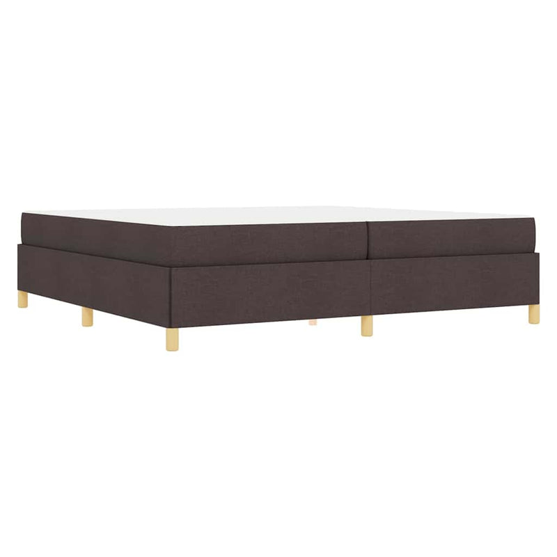 vidaXL Boxrugós ágy matracmal Sötétbarna és fehér 200 x 200 cm szövet