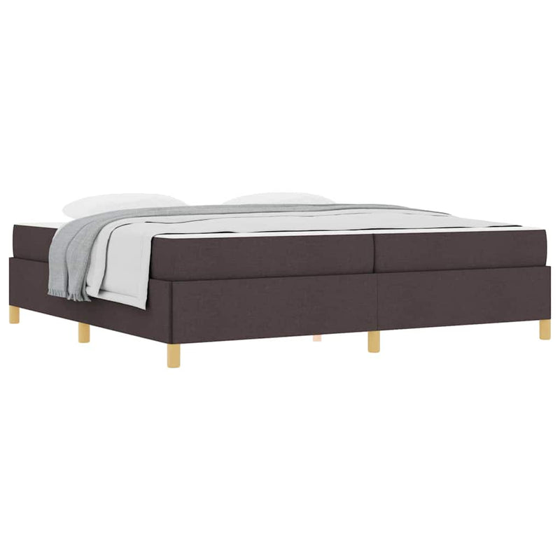 vidaXL Boxrugós ágy matracmal Sötétbarna és fehér 200 x 200 cm szövet