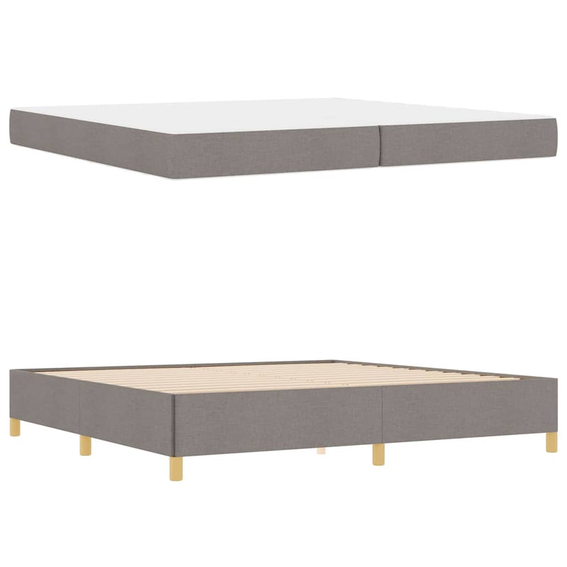 vidaXL Boxrugós ágy matracmal Taupe és fehér 200 x 200 cm szövet