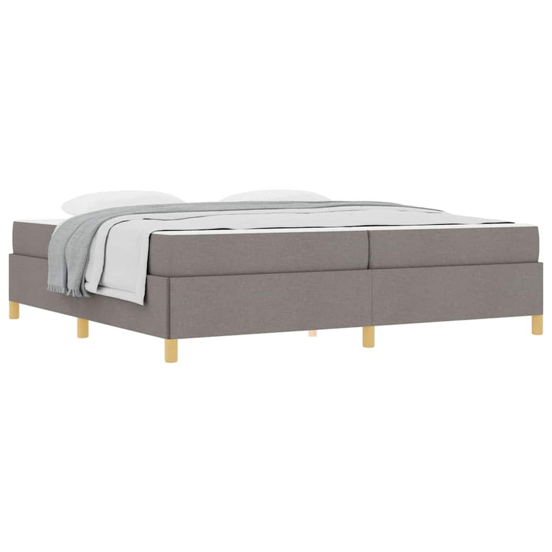 vidaXL Boxrugós ágy matracmal Taupe és fehér 200 x 200 cm szövet
