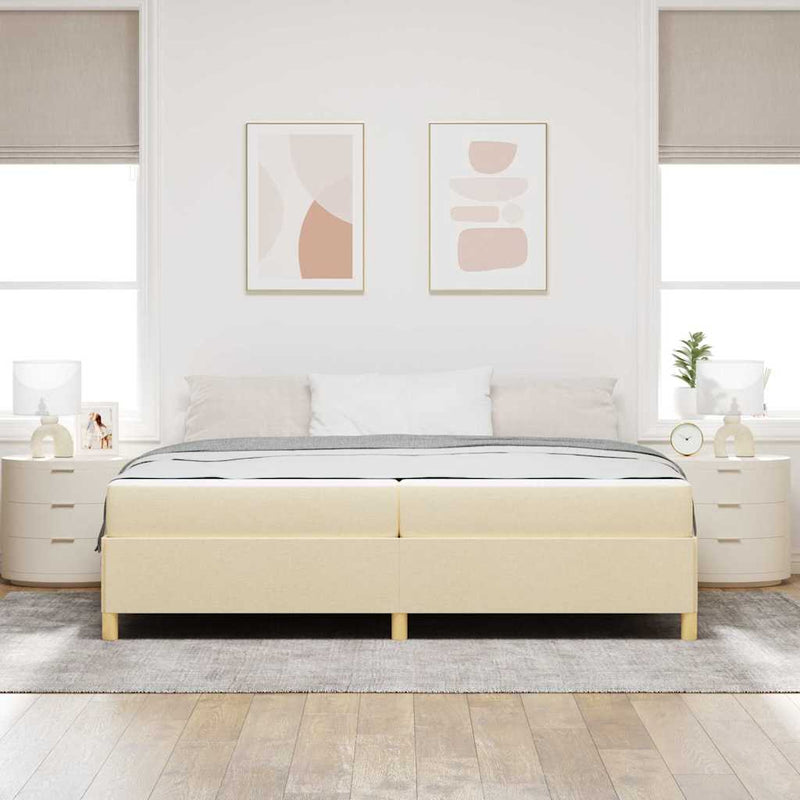 vidaXL Boxrugós ágy matracmal Fehér és krém 200 x 200 cm szövet