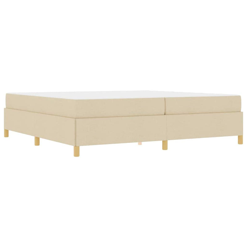 vidaXL Boxrugós ágy matracmal Fehér és krém 200 x 200 cm szövet