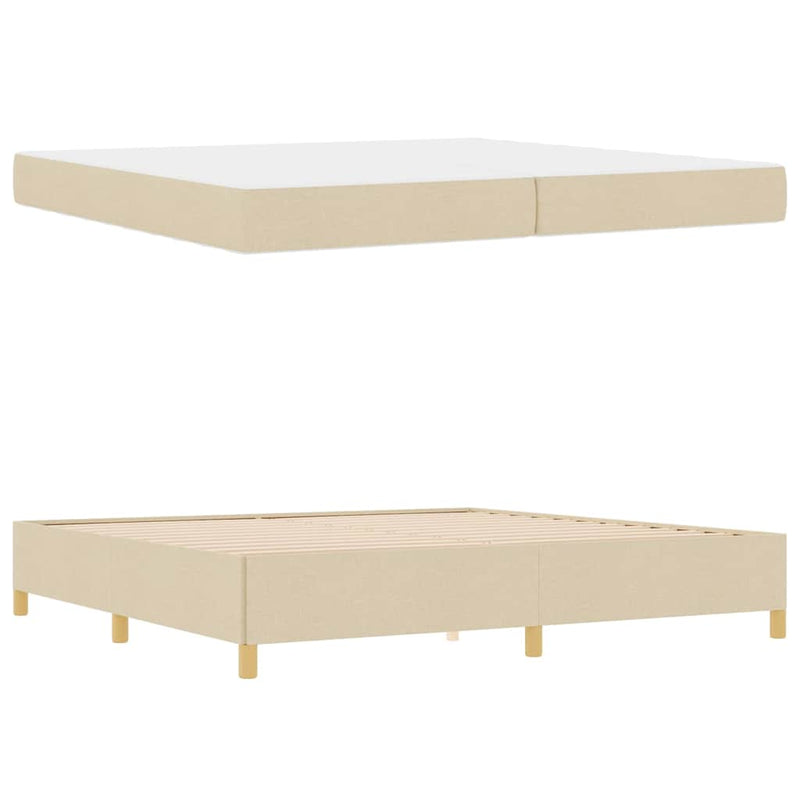 vidaXL Boxrugós ágy matracmal Fehér és krém 200 x 200 cm szövet