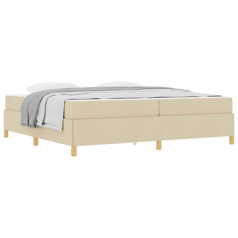 vidaXL Boxrugós ágy matracmal Fehér és krém 200 x 200 cm szövet