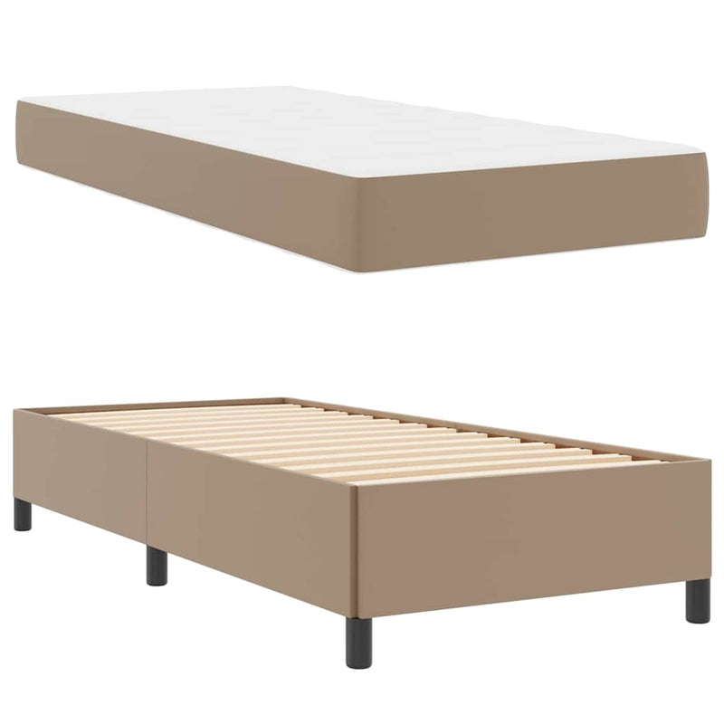 vidaXL Ágykeret matraccal matracmal Cappuccino 90 x 200 cm Műbőr