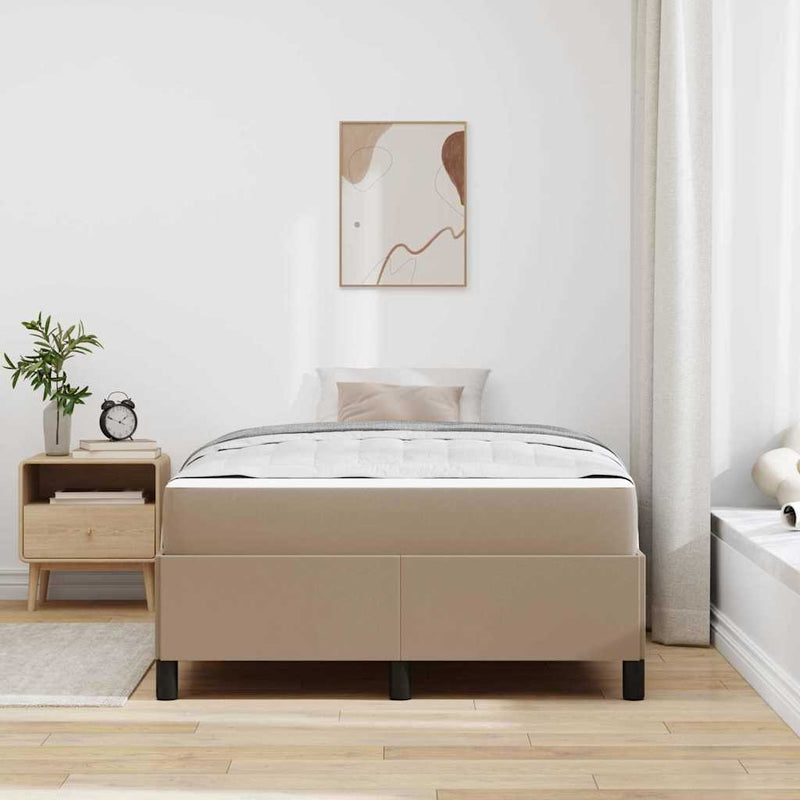vidaXL Ágykeret matraccal matracmal Cappuccino 120 x 190 cm Műbőr