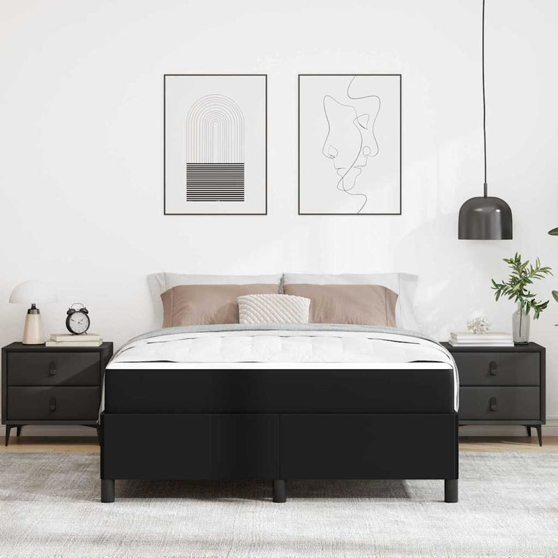 vidaXL Ágykeret matraccal matracmal Fekete 140 x 190 cm Műbőr