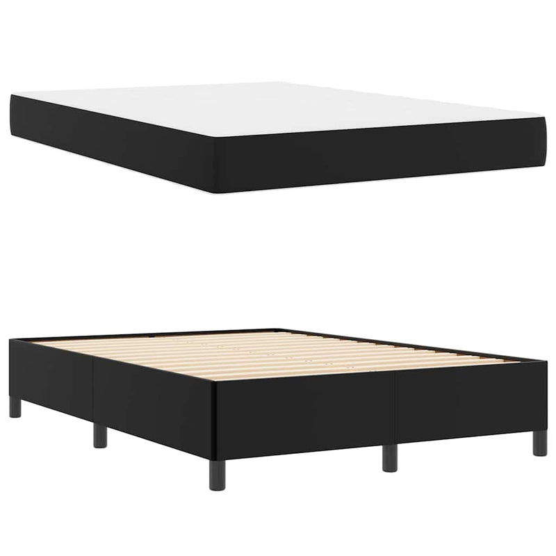 vidaXL Ágykeret matraccal matracmal Fekete 140 x 190 cm Műbőr