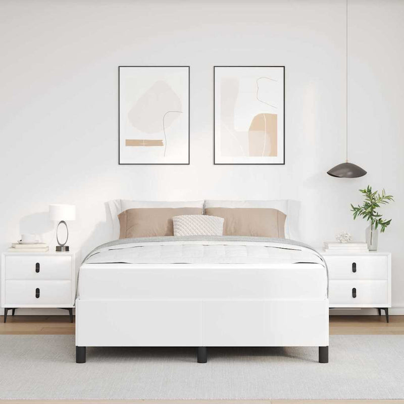 vidaXL Ágykeret matraccal matracmal Fehér 140 x 190 cm Műbőr
