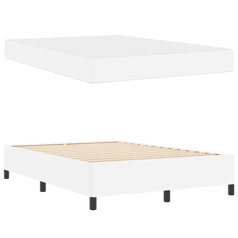 vidaXL Ágykeret matraccal matracmal Fehér 140 x 190 cm Műbőr