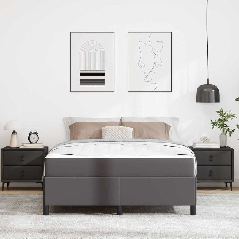 vidaXL Ágykeret matraccal matracmal Szürke 140 x 190 cm Műbőr