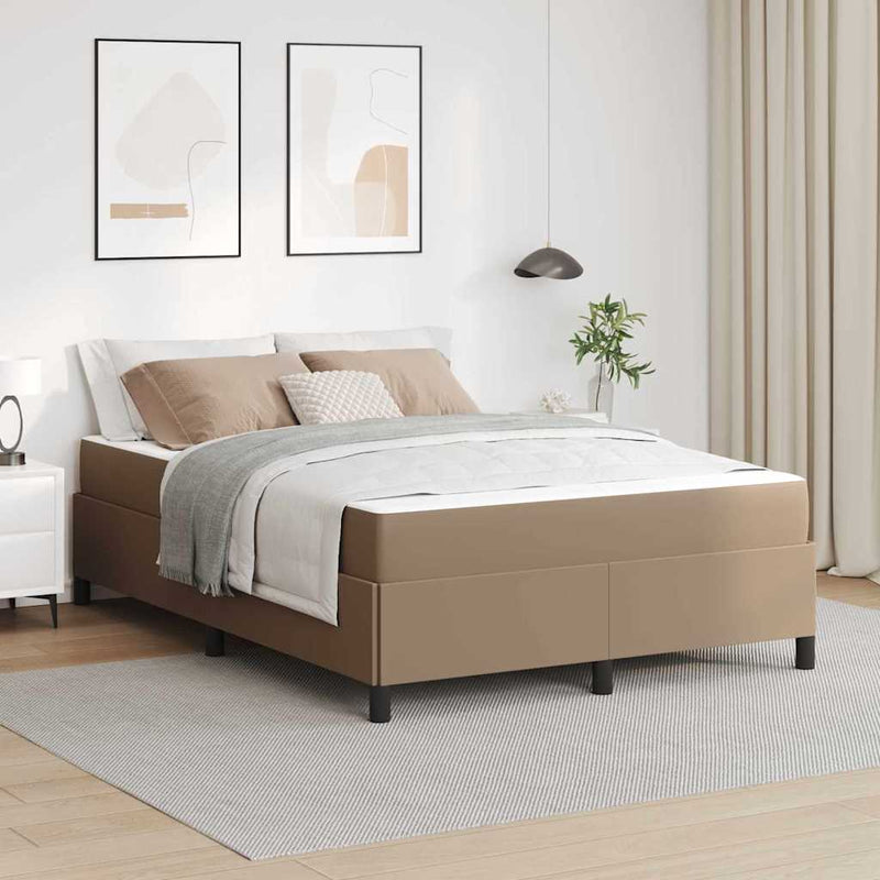 vidaXL Ágykeret matraccal matracmal Cappuccino 140 x 190 cm Műbőr