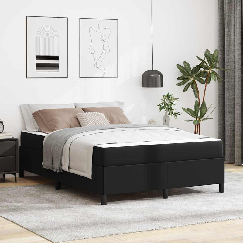 vidaXL Ágykeret matraccal matracmal Fekete 140 x 200 cm Műbőr