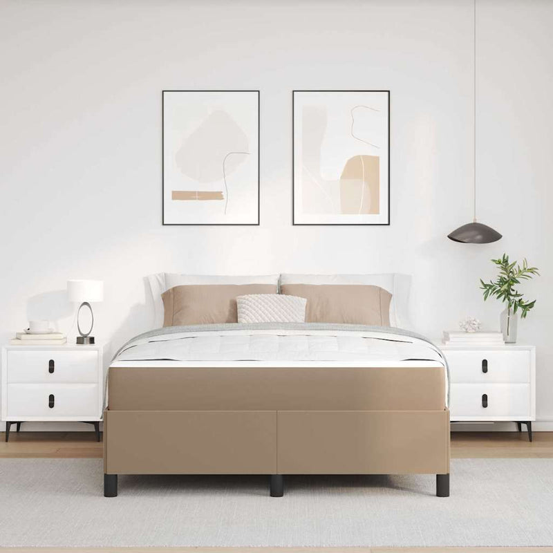 vidaXL Ágykeret matraccal matracmal Cappuccino 140 x 200 cm Műbőr