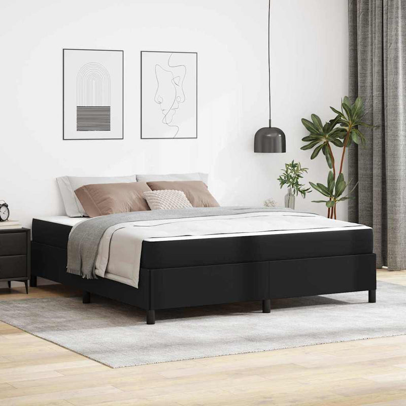 vidaXL Ágykeret matraccal matracmal Fekete 180 x 200 cm Műbőr