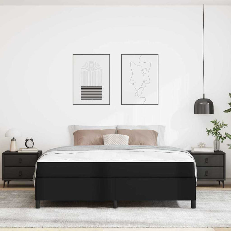 vidaXL Ágykeret matraccal matracmal Fekete 180 x 200 cm Műbőr