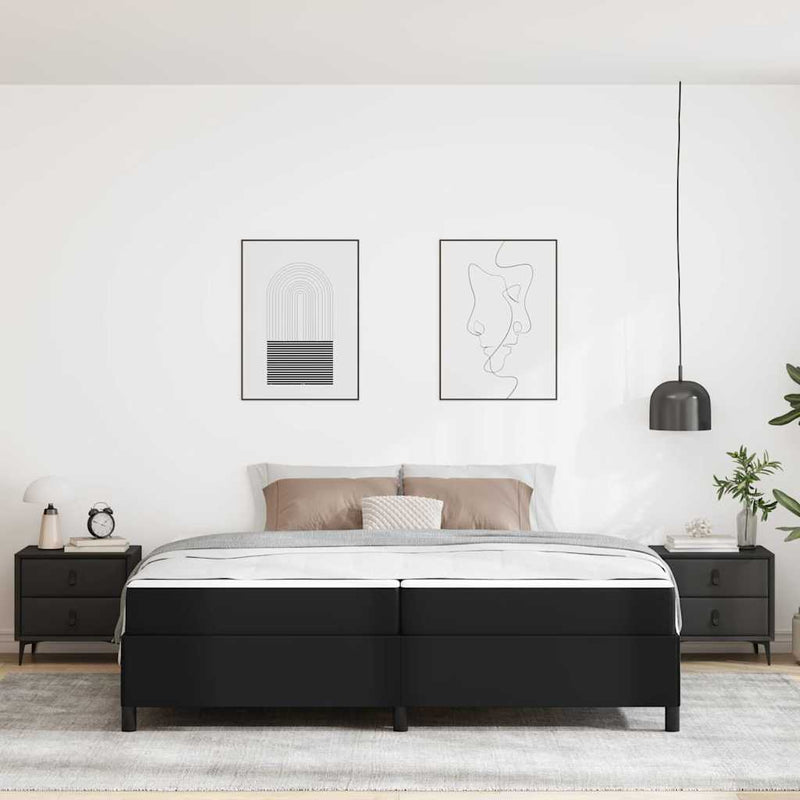 vidaXL Ágykeret matraccal matracmal Fekete 200 x 200 cm Műbőr